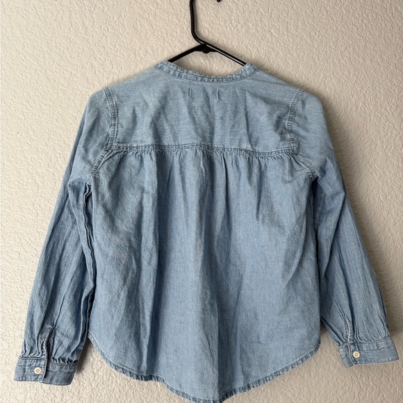 Madewell Popover Top Womens Emmie Wash Denim Shirred Long Sleeve Size XXS - Picture 5 of 14